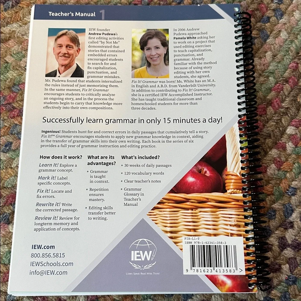 IEW curriculum Fix It! Grammar: Level 1 Nose Tree [Teacher's Manual only] spiral